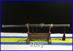 107CM Chinese Tang Dynasty Folded Steel Dao Ebony Sharp Straight Sword Rayskin