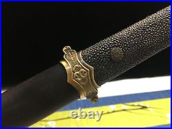 107CM Chinese Tang Dynasty Folded Steel Dao Ebony Sharp Straight Sword Rayskin