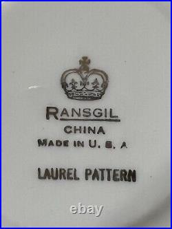 12-pc Vintage Ransgil China Laurel Pattern Plate GOLD Trim. Made In USA, A1732