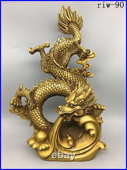 14.6 Collection Chinese brass large Standing dragon pattern statue