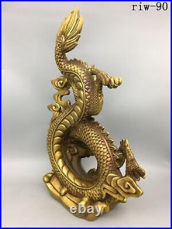 14.6 Collection Chinese brass large Standing dragon pattern statue