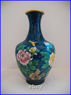 15 Inch Vase Set Blue Cloisonne Vase, Beautiful Flower Bird Pattern Three Vases