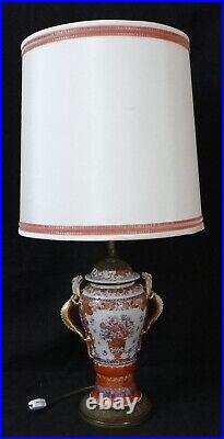 18thc. Chinese Quanlong Vase/Lamp in Mandarin Rose pattern. 26 tall