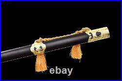 40'' Gold Dragon Emperor Sword Chinese Damascus Folded Steel Ebony Qing Jian New