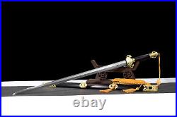 40'' Gold Dragon Emperor Sword Chinese Damascus Folded Steel Ebony Qing Jian New