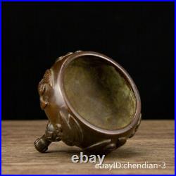 4China collection Old pure copper Bat pattern Three-legged Wanfu Incense Burner