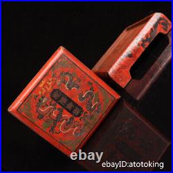 8.8 China collection Old lacquerware Red background Double Dragon Pattern box