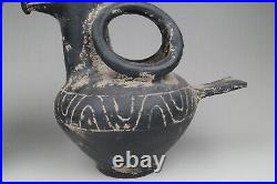 A Pair Fine Collection Chinese 2thBC Han Black Pottery Bird Pattern Wine Kettle
