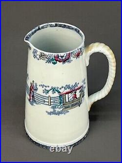 Antique Staffordshire CHINESE PATTERN Polychrome 8 Pitcher 19th Century