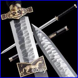 Battle Ready Chinese Sword Damascus Steel Hammer Pattern Jian Dao Han Dynasty