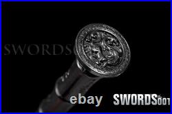 Black Chinese Sword Han Dynasty Jian Carbon Steel Blade Dragon Pattern Scabbard