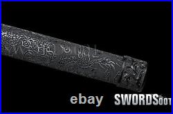 Black Dragon Pattern Scabbard Tang Dynasty Chinese Sword Carbon Steel Sharp