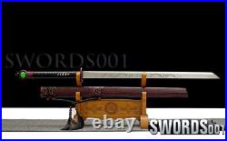 Carbon Steel Chinese Tang Dynasty Sword Dark Red Dragon Pattern Sheath