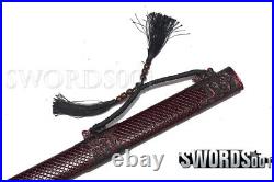 Carbon Steel Chinese Tang Dynasty Sword Dark Red Dragon Pattern Sheath