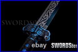 Carbon Steel Chinese Tang Dynasty Sword Straight Blade Dragon Pattern Sheath