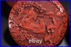 Chinese Antique Lacquerware Exquisite Figure-story Pattern Pots Collection Art