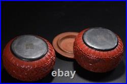 Chinese Antique Lacquerware Exquisite Figure-story Pattern Pots Collection Art