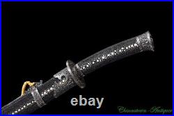 Chinese Boutique Qing Dao Sword Pattern Steel Clay Tempered Full Tang Sharp#4309