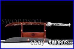 Chinese Broadsword Lightning Pattern Red Blade Leather Sheath SilverDragon39.3'