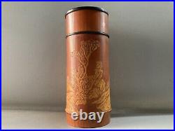 Chinese Collection Bamboo Handcarved Landscape Pattern Tea-caddy 20343