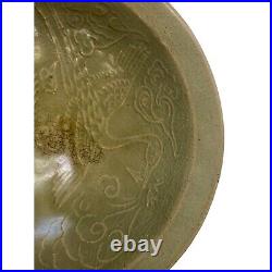 Chinese Ding Ware Celadon Glaze Pattern Ceramic Bowl Cup Display ws3247