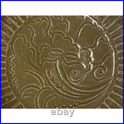 Chinese Ding Ware Tan Olive Glaze Pattern Ceramic Bowl Display ws3274