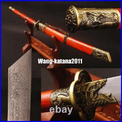 Chinese Dragon Kangxi Emperor Folded Steel Broadsword Dao Handmade Redwood Sword
