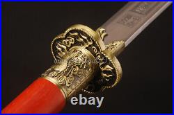 Chinese Dragon Kangxi Emperor Folded Steel Broadsword Dao Handmade Redwood Sword