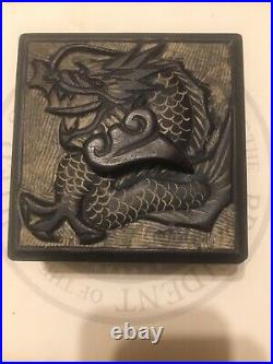 Chinese Dragon Pattern Fire Cloud Button Lid Box