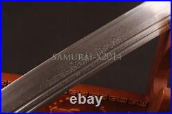 Chinese Dragon Tiger Broad Sword Sharpened Folded Steel blade rosewood scabbard