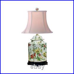 Chinese Floral Pattern Scalloped Porcelain Tea Caddy Table Lamp 22