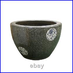 Chinese Gray Stone Pattern Ceramic Blue White Accent Pot Planter cs7551