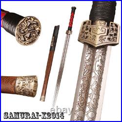 Chinese Han Dynasty sword carbon steel Rosewood scabbard pattern engraved blade