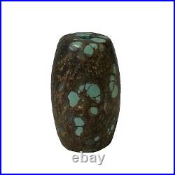 Chinese Handmade Stone Turquoise Pattern Oval Bead Pendant ws2416