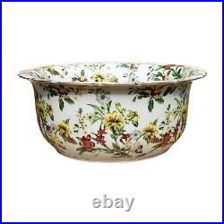 Chinese Large Multi Color Floral Pattern Porcelain Bowl 16 Diameter