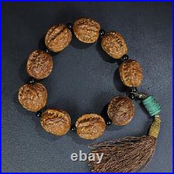 Chinese Old Collection Walnut Handcarved Dragon Pattern Bracelet 15824