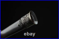 Chinese Short Sword Ice Soul Jian Pattern Steel Clay Tempered Blade Sharp #6354