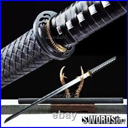 Chinese Sword Black Tang Dao High Carbon Steel Woven Pattern Scabbard Handle