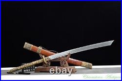Chinese Sword Kangxi ZhanDao Pattern Steel Double Groove Battle Ready Sharp#4649
