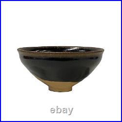 Chinese Ware Brown Black Glaze Flower Pattern Ceramic Bowl Cup Display ws3123
