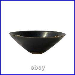 Chinese Ware Brown Black Glaze Flower Pattern Ceramic Bowl Cup Display ws3156
