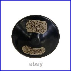 Chinese Ware Brown Black Glaze Flower Pattern Ceramic Bowl Cup Display ws3156
