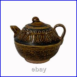 Chinese Ware Brown Glaze Pattern Ceramic Jar Vase Display Art ws2662