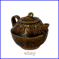 Chinese Ware Brown Glaze Pattern Ceramic Jar Vase Display Art ws2662