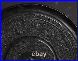 Chinese Warring States Style DRAGON pattern copper Mirror! Black-qiguang
