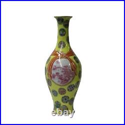 Chinese Yellow Color Ceramic Oriental Scenery Pattern Vase ws983