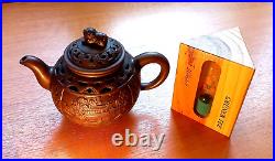 Chinese Yixing Zisha Clay Handmade Exquisite Pattern Teapot with Stamp + Bonus