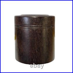 Chinese Zitan Wood Natural Pattern Round Box Holder ws2554