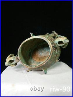Chinese antique Collection Western Zhou Dynasty bronze Ox head Wind pattern pot