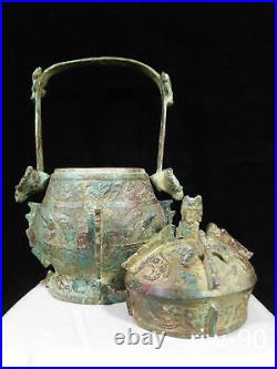 Chinese antique Collection Western Zhou Dynasty bronze Ox head Wind pattern pot